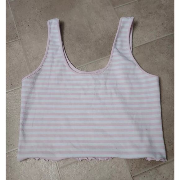 New Women’s Size Large Stoney Clover X Target Pink & White Striped Crop Tank - Picture 1 of 4